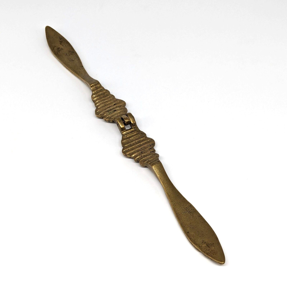 Brass Nutcracker Fleur de Lys Embossed Ornate Cast Floral Hollywood Regency