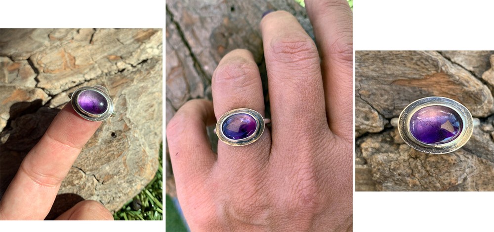 Sterling Silver - Solitaire Amethyst Ring Size 6