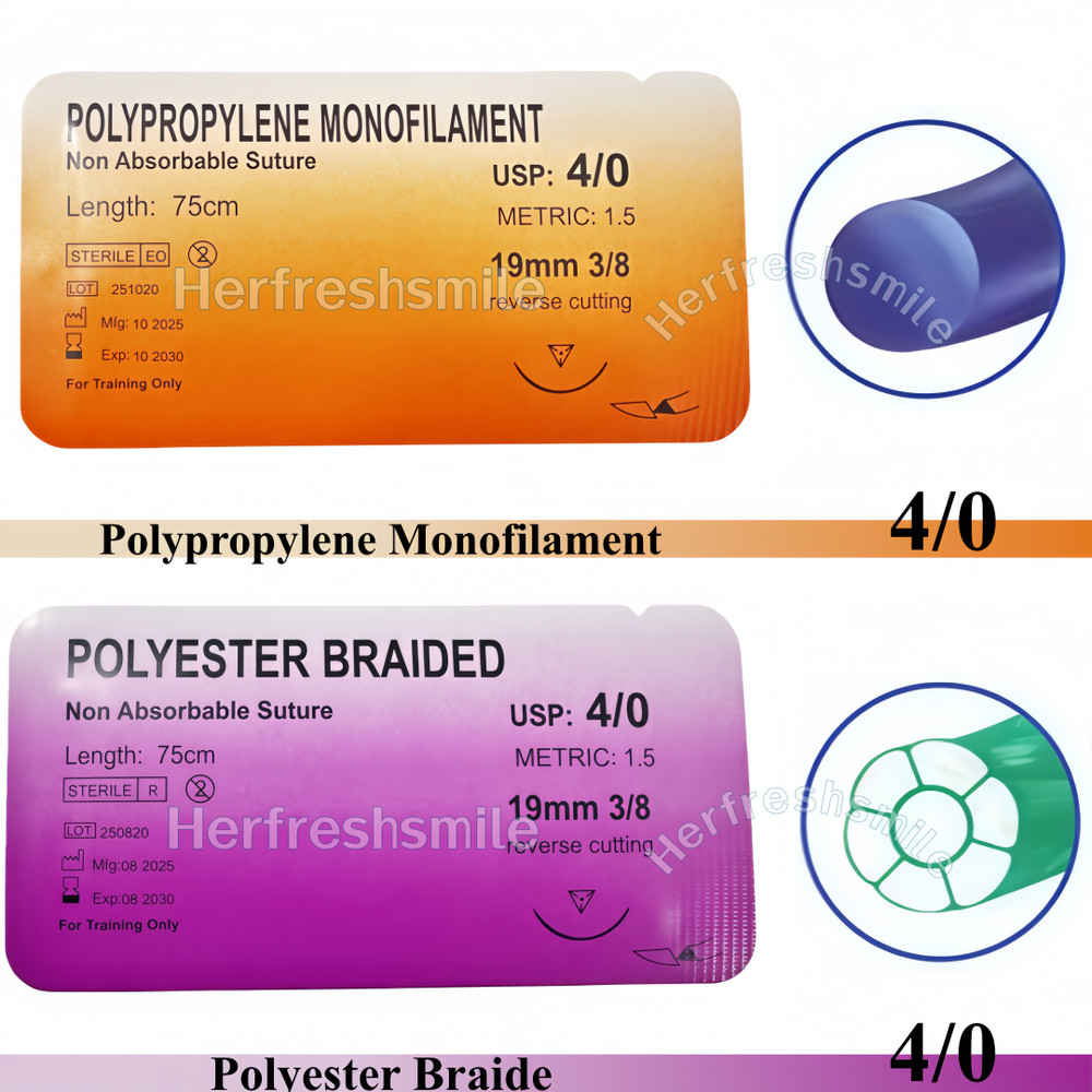 Dental Reverse Needle Train Suture Non-absorbable Polypropylene/Polyester Suture
