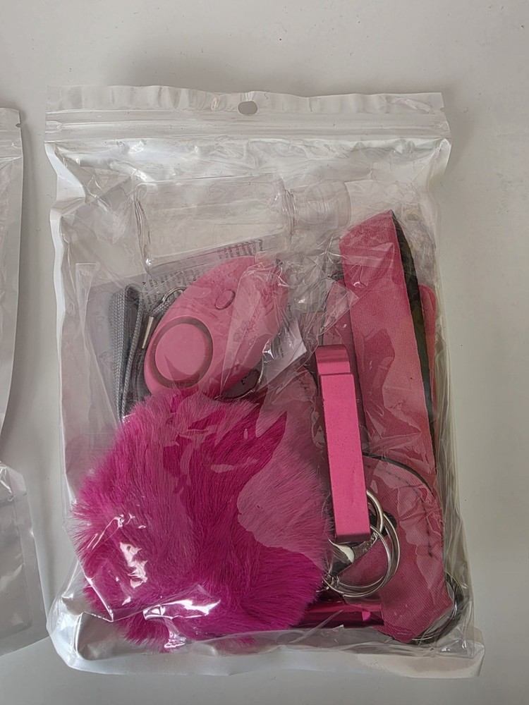 Personal Alarm Keychain Set Multicolor with Keyring, Whistle, Flash Light