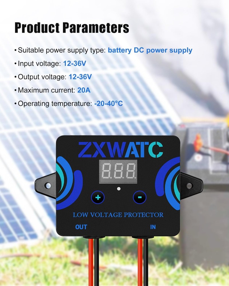 DC12-36V Low Voltage Protector, Digital Disconnect Switch, Over-Discharge Cut...