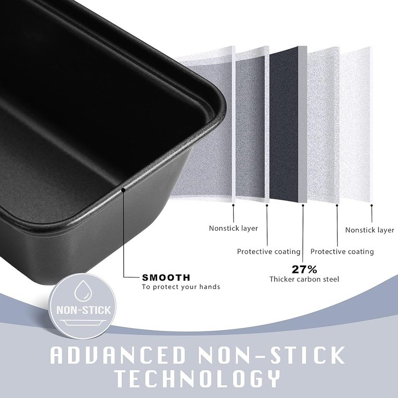 Nonstick Bread Loaf Pan Set Baking Durable Carbon Steel Kitchen Bakeware New