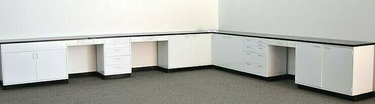 32' Laboratory L Design  Cabinet / Casework / w/ Countertops / E1-500