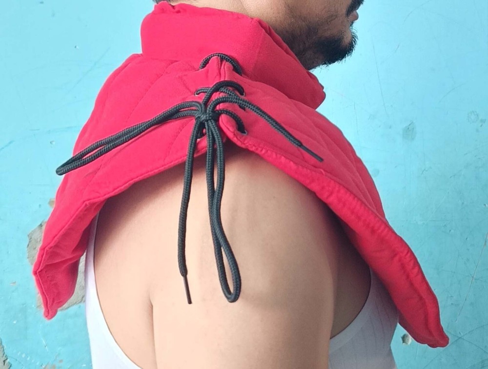 Thick Padded Cotton Collar Neck Protector Reenactment Medieval Armor Red Color