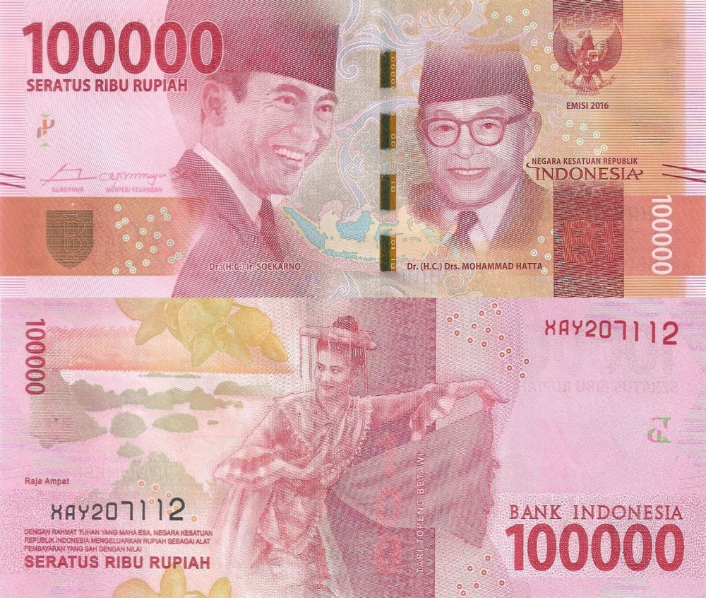 Indonesia 100000 Rupiah (2016/2017) - Dancer/p-160b Replacement Note UNC