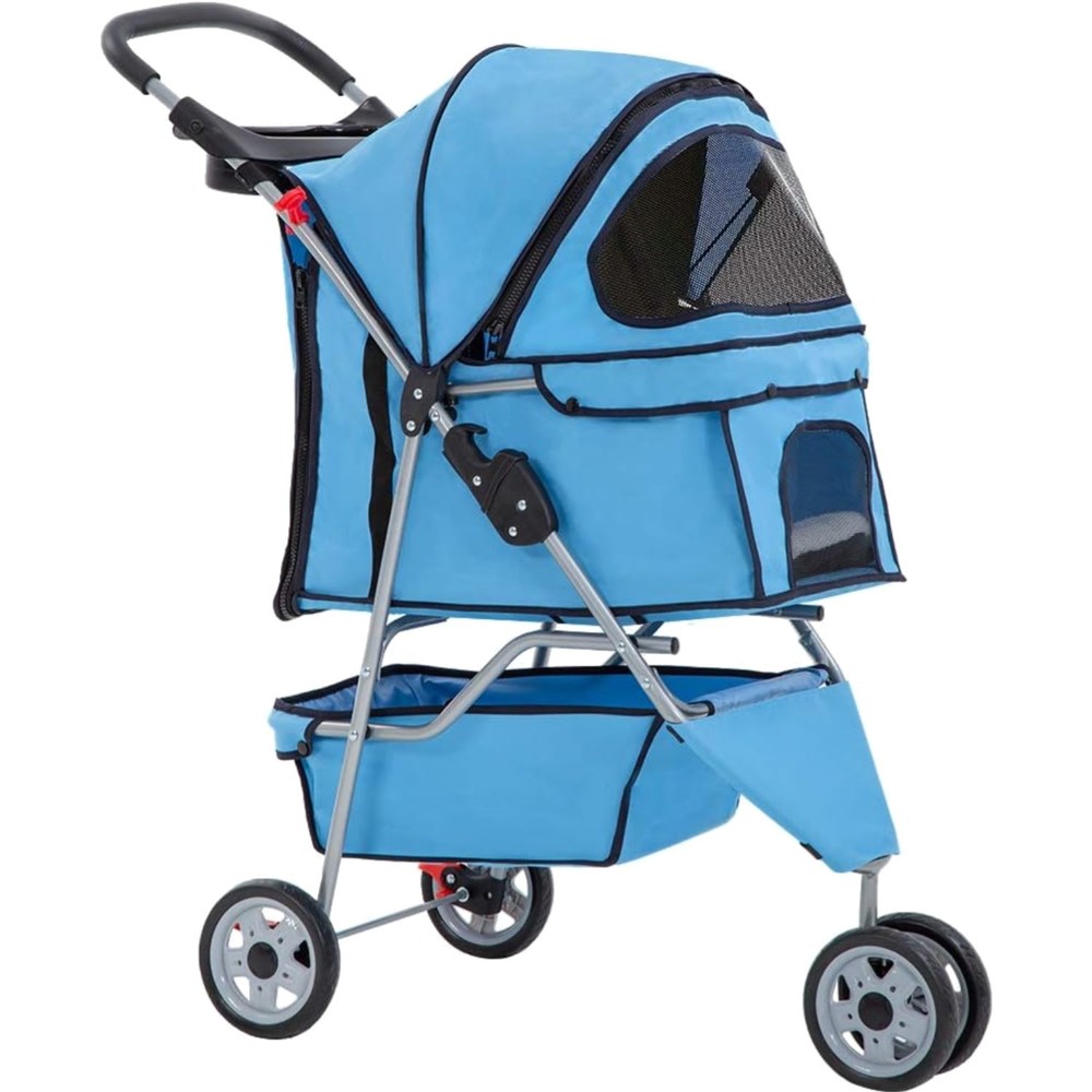 Breathable Mesh Pet Stroller - Lightweight, Foldable Design for Easy Outdoor Use