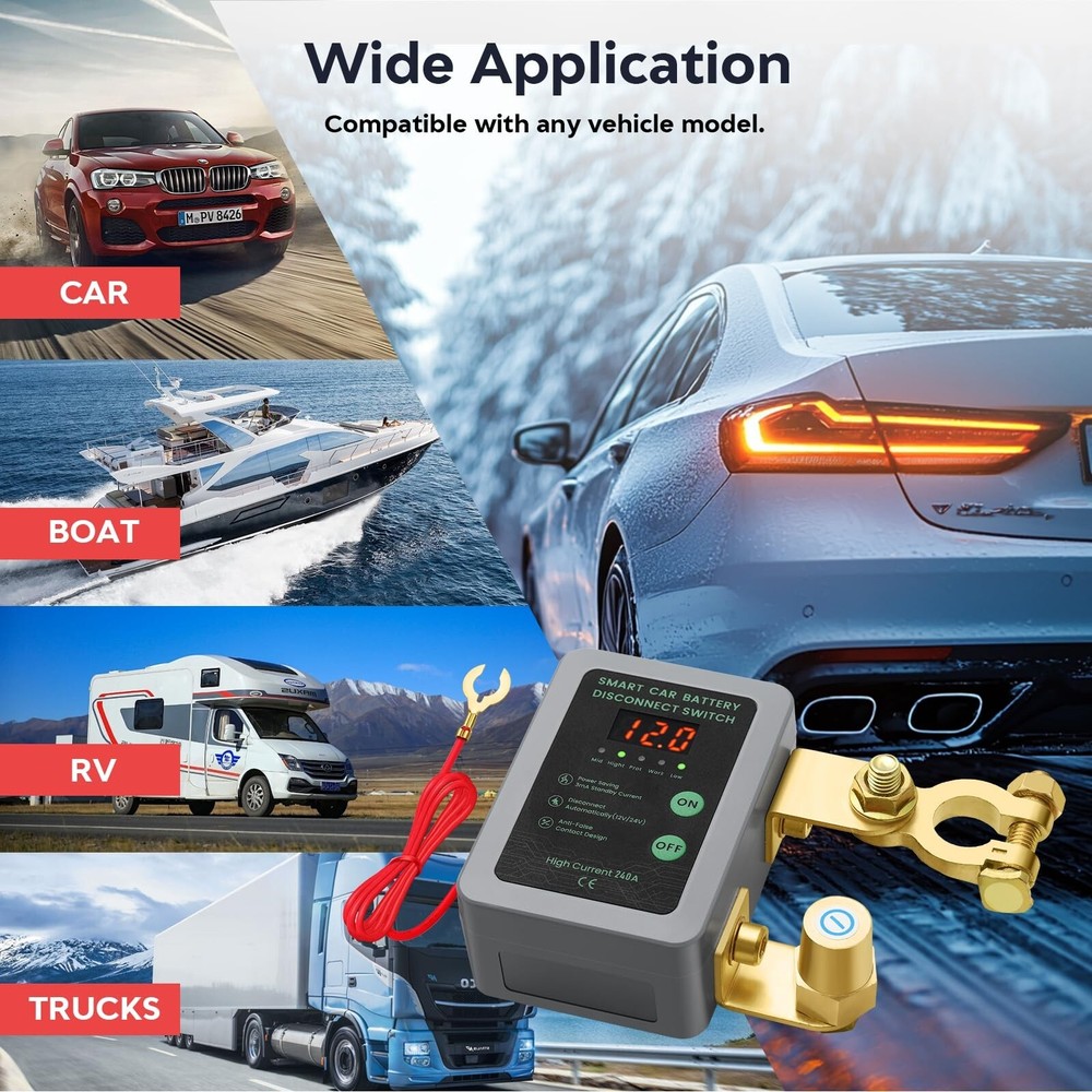 Kill Switch for Car - 12V Remote Battery Disconnect Switch Smart Voltage Car ...
