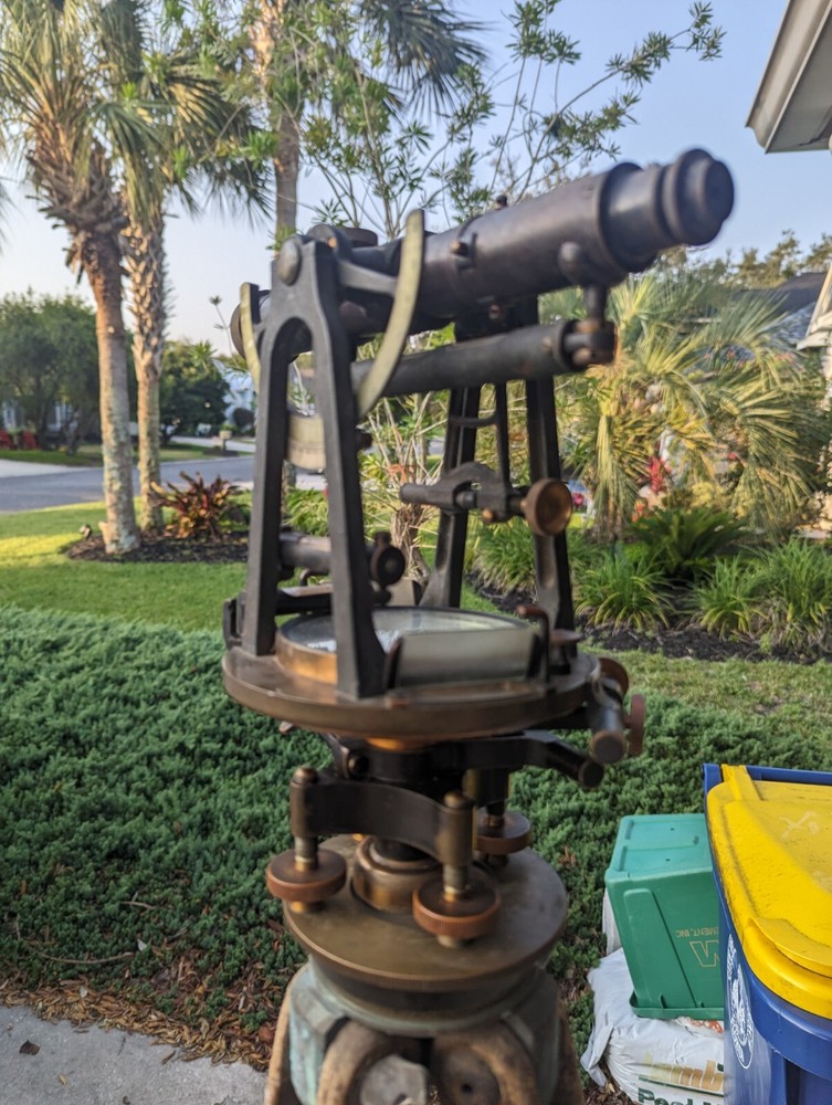 Antique Surveyors Transit With Box And Tripod
