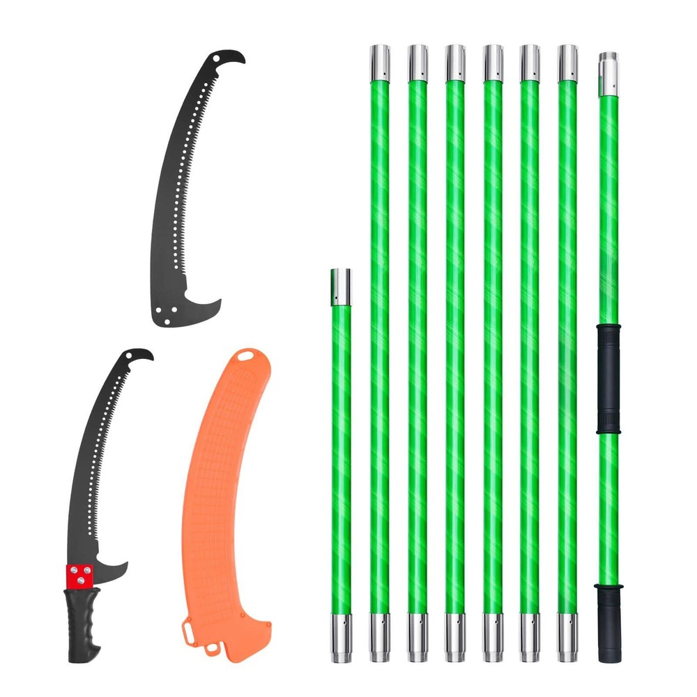 27ft Tool-Free Extendable Pole Saw with Rust-Resistant 65Mn Double-Hook Blade