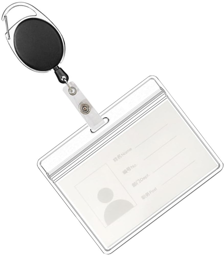 Clear ID Badge Holder,Waterproof Extra Thick Plastic Card Black-5pack