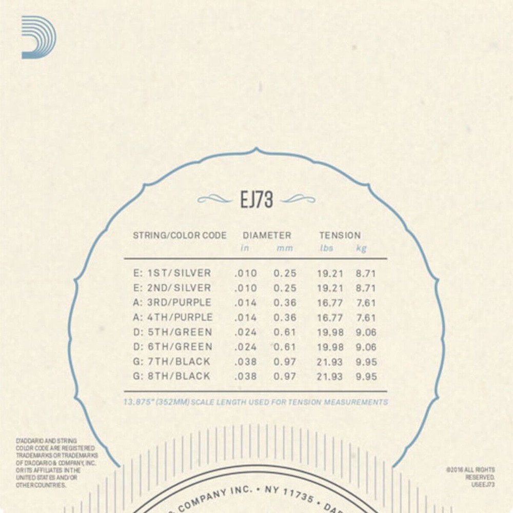 D'Addario Mandolin Strings EJ73 Light .010-.038