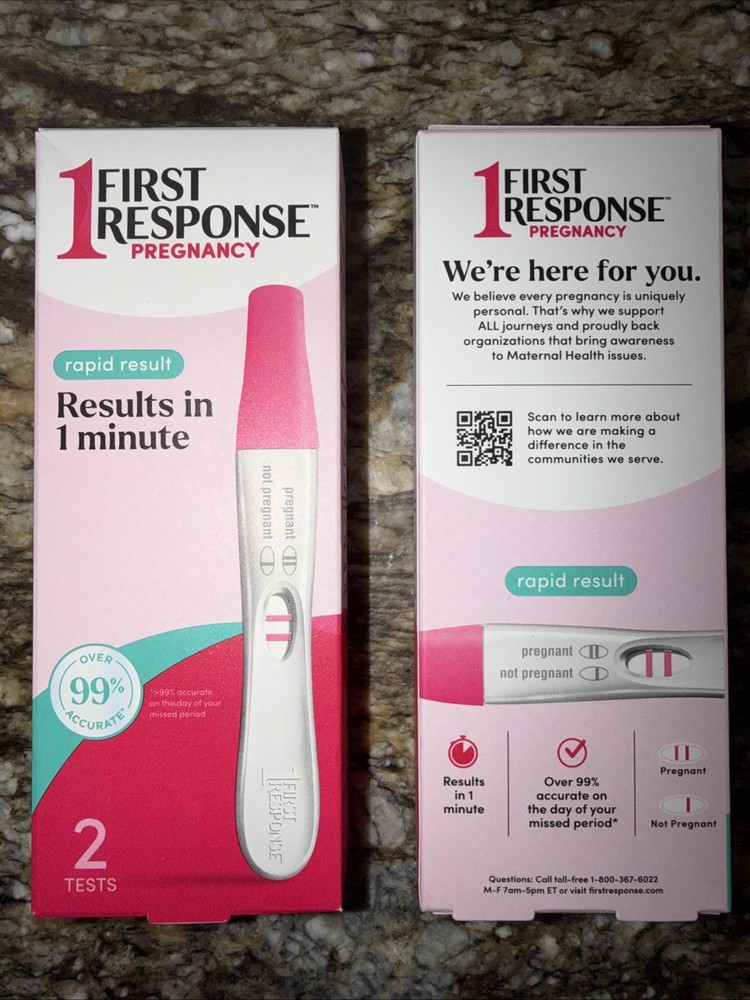 2x FIRST RESPONSE Rapid Result Pregnancy Test 2 Each - Sealed EXP 2028