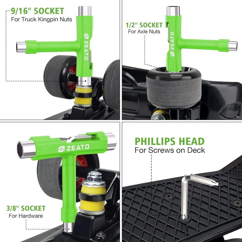 All-in-One Skate Tools Multi-Function Portable Skateboard T Tool Accessory wi...