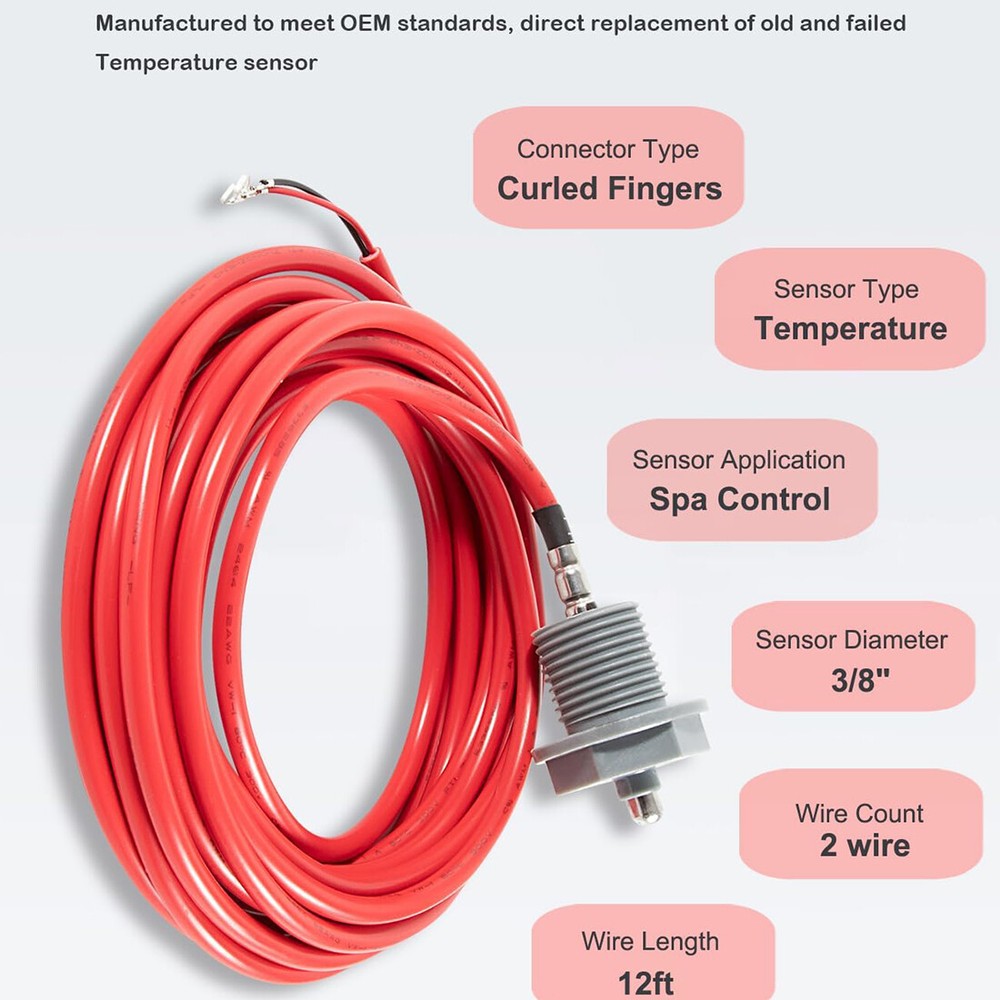 for Jacuzzi Sundance Spa Temperature Sensor Curled Finger Temp Sensor 6600-166