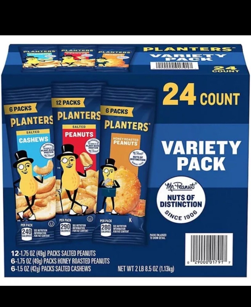 Planters Individual Variety Pack, 24 pk.(Freeship)