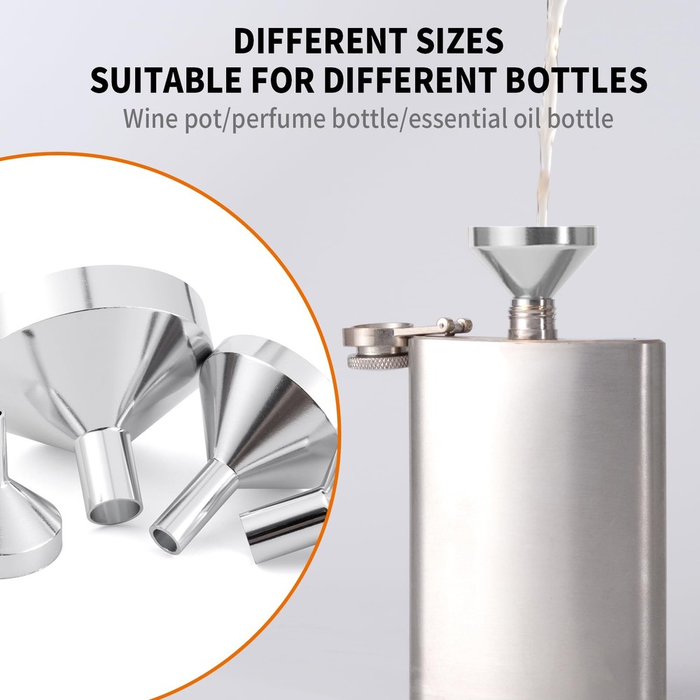 Small Metal Funnels Mini Funnel 8 Size Tiny Bottle Funnel, Miniature Atomizer...