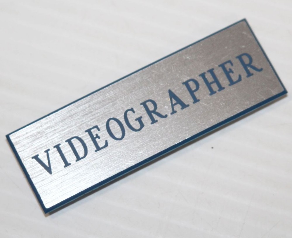 Vintage Videographer - Name Tag Badge Engraved - Rectangular w/ Magnetic Back