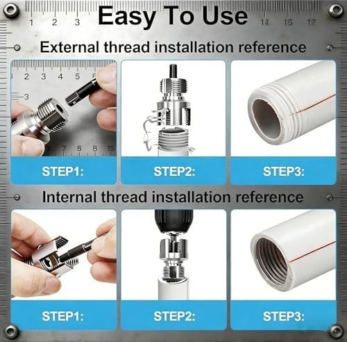 3Pcs Integrated Internal & External Pipe Threading Tool, Pipe Tapping and Thread