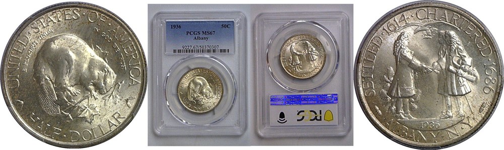 1936 Albany Commemorative Half Dollar    PCGS MS-67