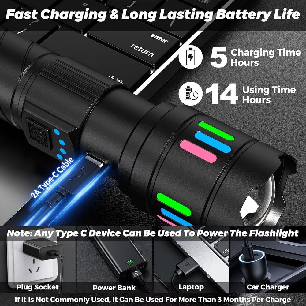 35000000 Lumen Super Bright LED Tactical Flashlight Rechargeable Work Light Lot