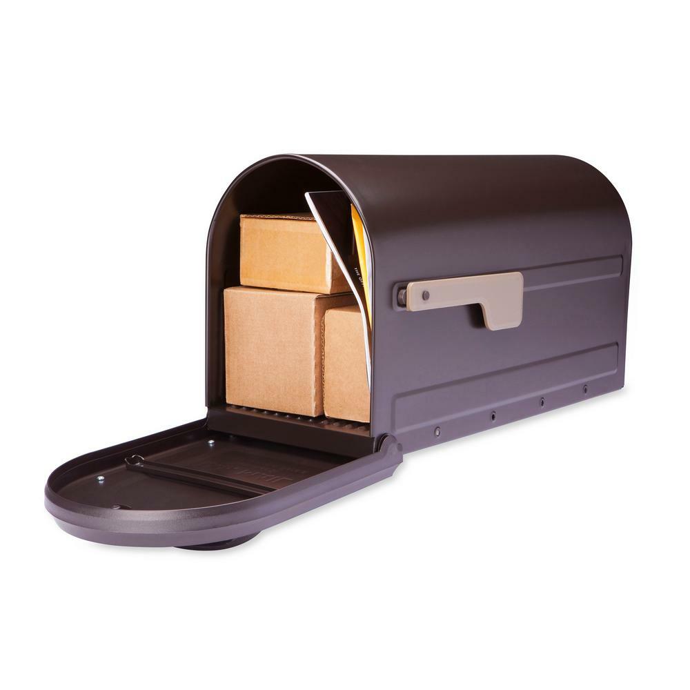 Architectural Mailboxes Post Mount Mailbox Large Galvanized Steel Champagne Flag