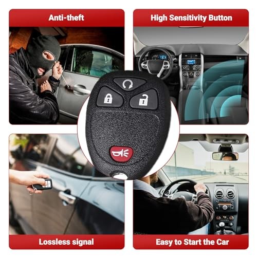 Key Fob Keyless Entry Remote Control Compatible with Chevy Silverado 4Btn, 2PC