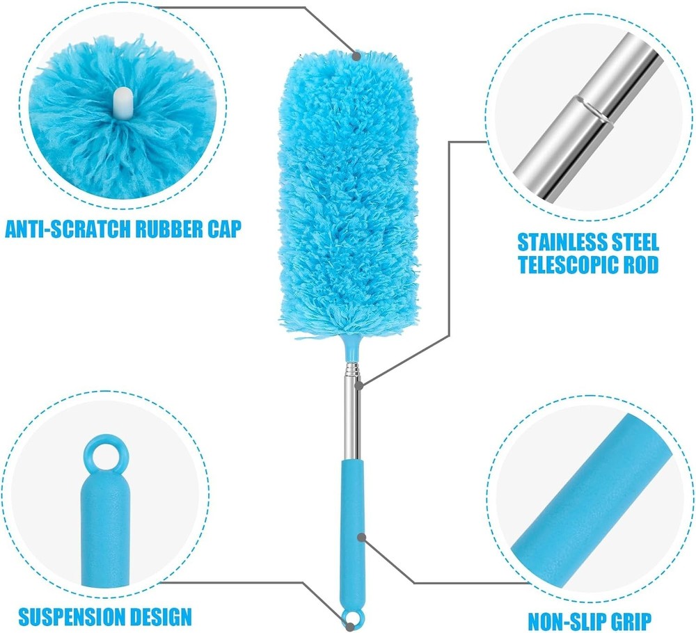 Lightweight Telescoping Mini Microfiber Duster Set for Home & Car Cleaning