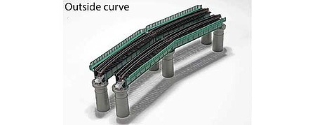 N Curved Bridge Set Red 481mm