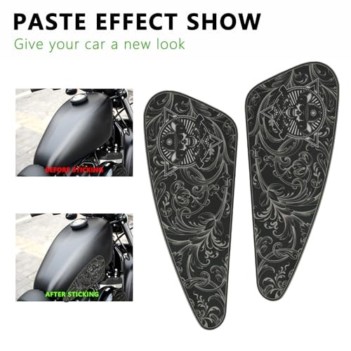 Skull Motorcycle Gas Tank Graphics Fuel Oil Tank Pad 2pcs Side Gas Tank Pad