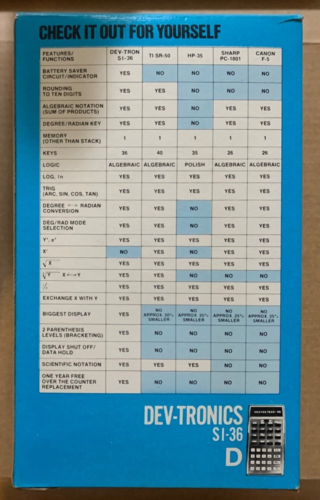 Vintage Dev Tron Si-36 Calculator NEW OLD STOCK Dev-Tronics With Box