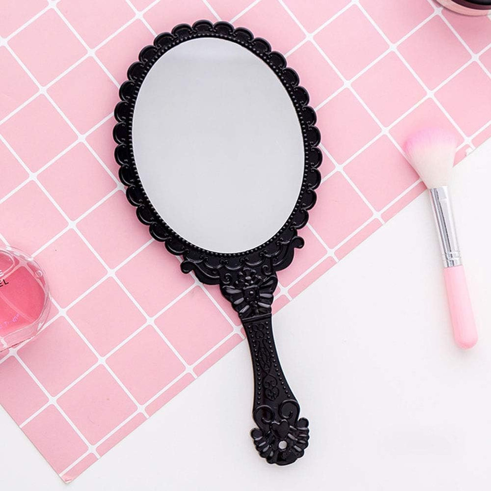 Vintage Handheld Mirror Small Hand Held Mirror with Handle Vanity Black