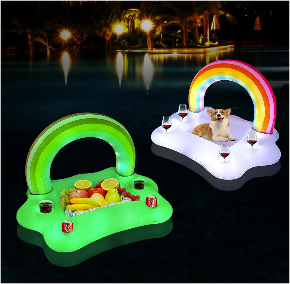 Inflatable Floating Drink Holder Pool Bar Float 4 Cup Holders Snack Tray Cloud