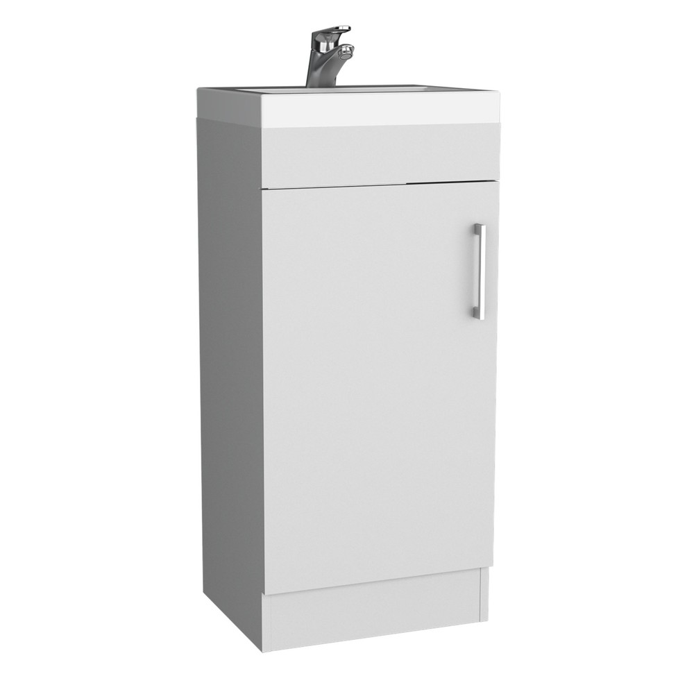 Bathroom Vanity with SInk, Single Door Cabinet, White