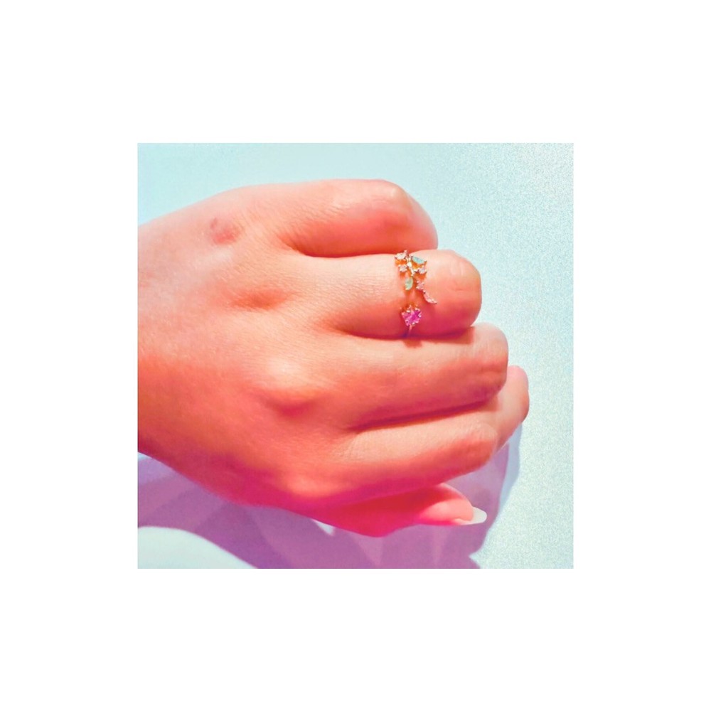 Women's Multicolored Adjustable Open Star Leaf RIng