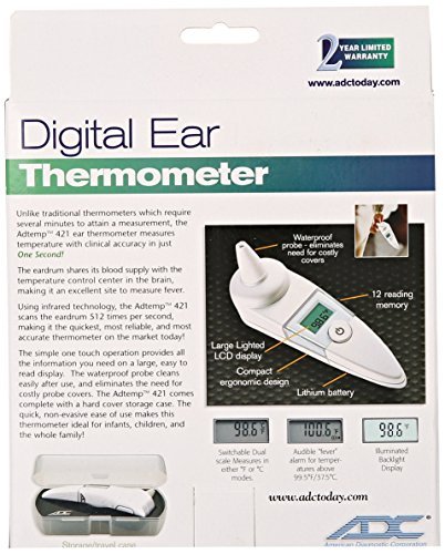 ADC Adtemp 421 Digital Ear Thermometer with storage case