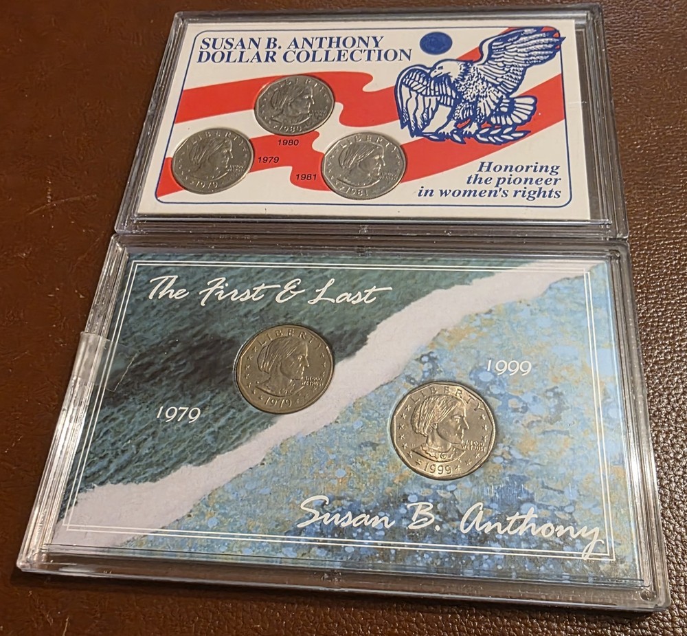 SUSAN B ANTHONY DOLLARS 2 SETS 5 COINS