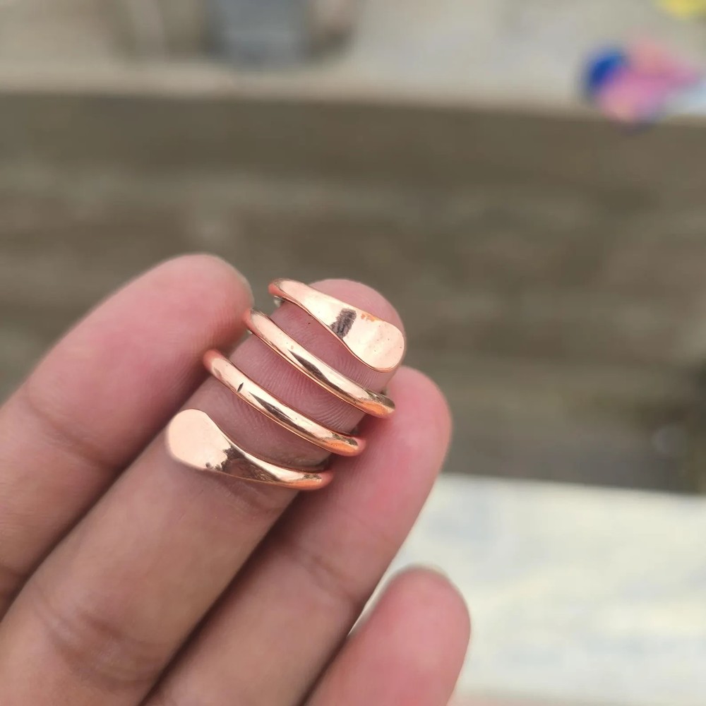 Solid Pure Copper Minimalist Healing Ring, Handmade, Unisex, Wrap Ring