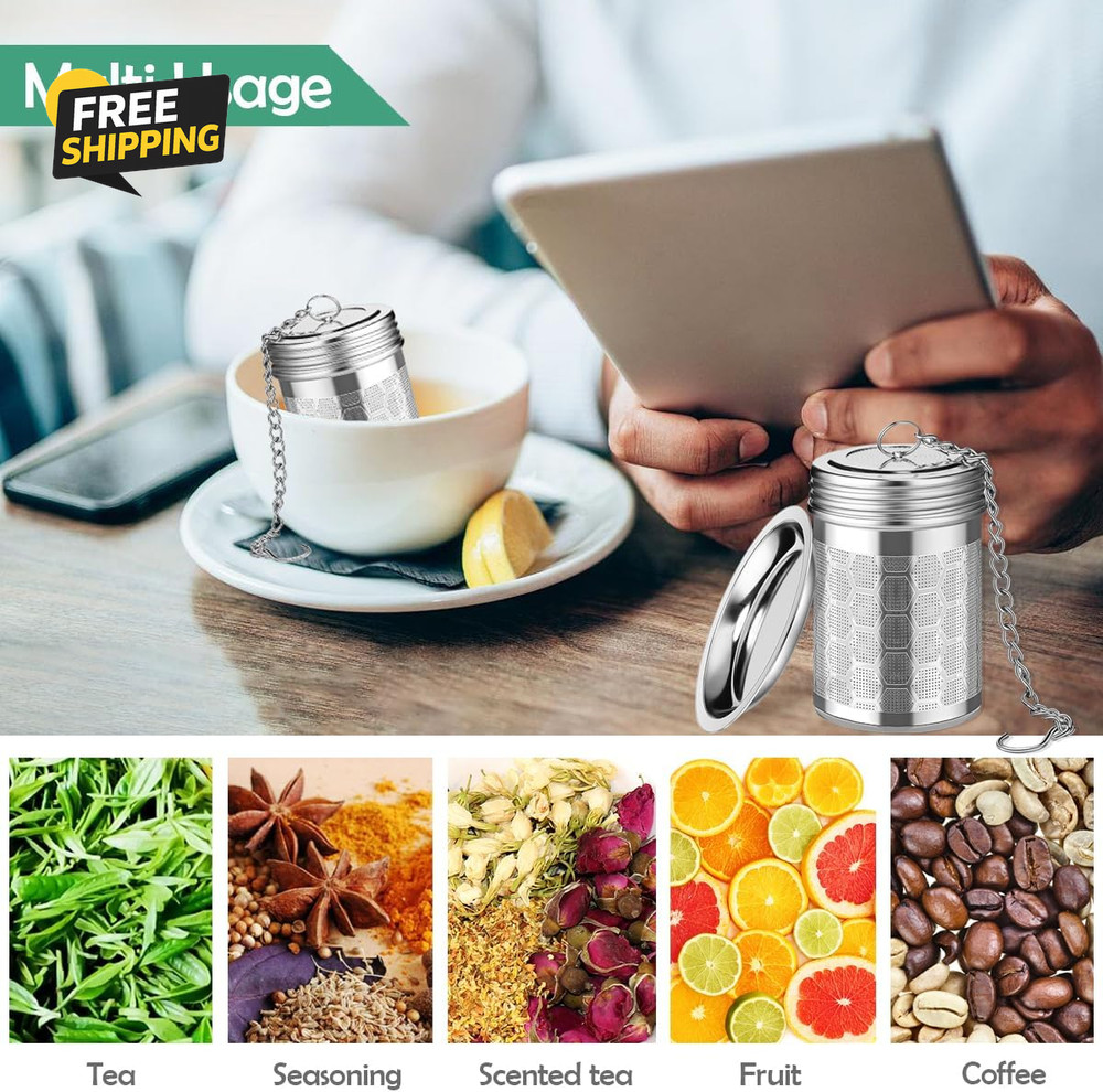 2 Pack Stainless Steel Tea Infusers, Extra Fine Mesh Strainers with Drip Trays