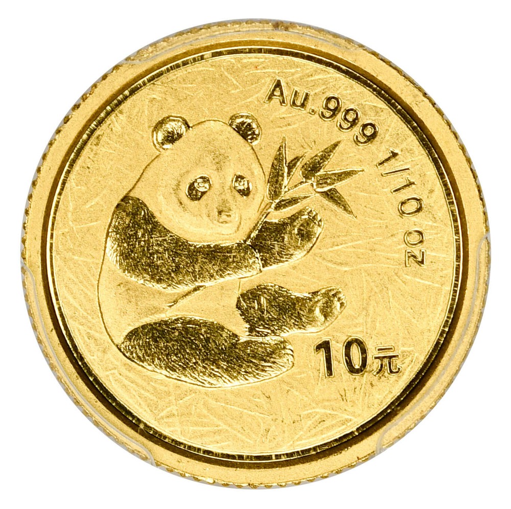 2000 10 Yn Panda Gold Mirrored With Box - PCGS MS64