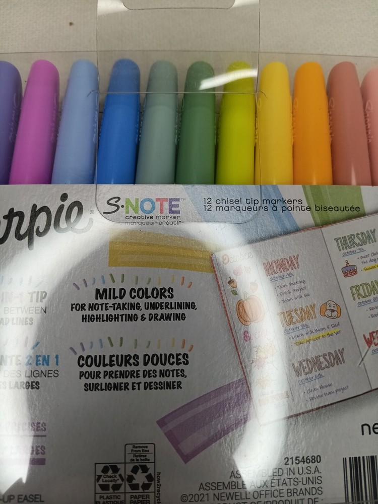 Sharpie S Note Creative Markers, Highlighters, Assorted 12 count, new