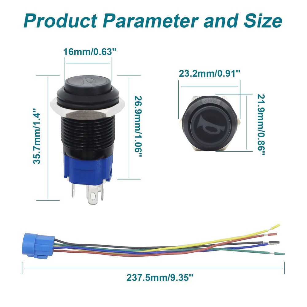 Horn Button, Momentary Push Button Switch, Horn Switch for Car Modification,