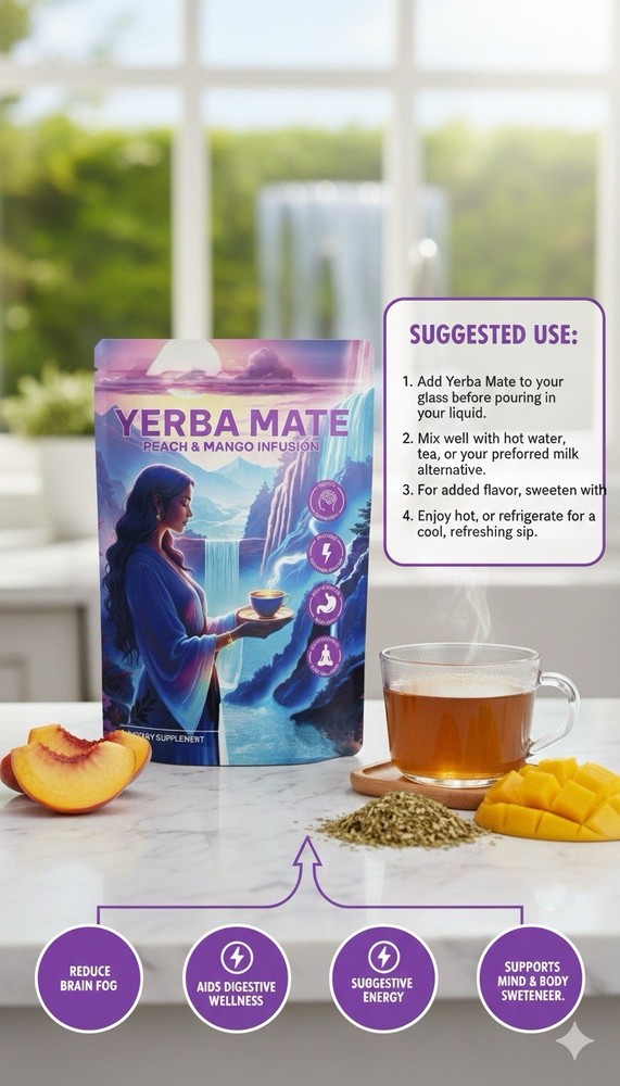 Yerba Mate Drink Mix 2PACK Bundle – Strawberry Matcha + Peach & Mango Infusion