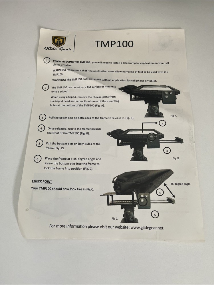 Glide Gear TMP 100 Tablet & smartphone Teleprompter