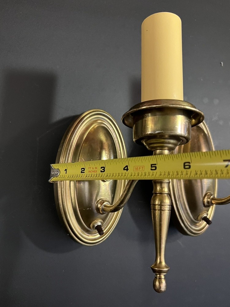 Great Pair Antique Brass Candle Wall Sconces 5G