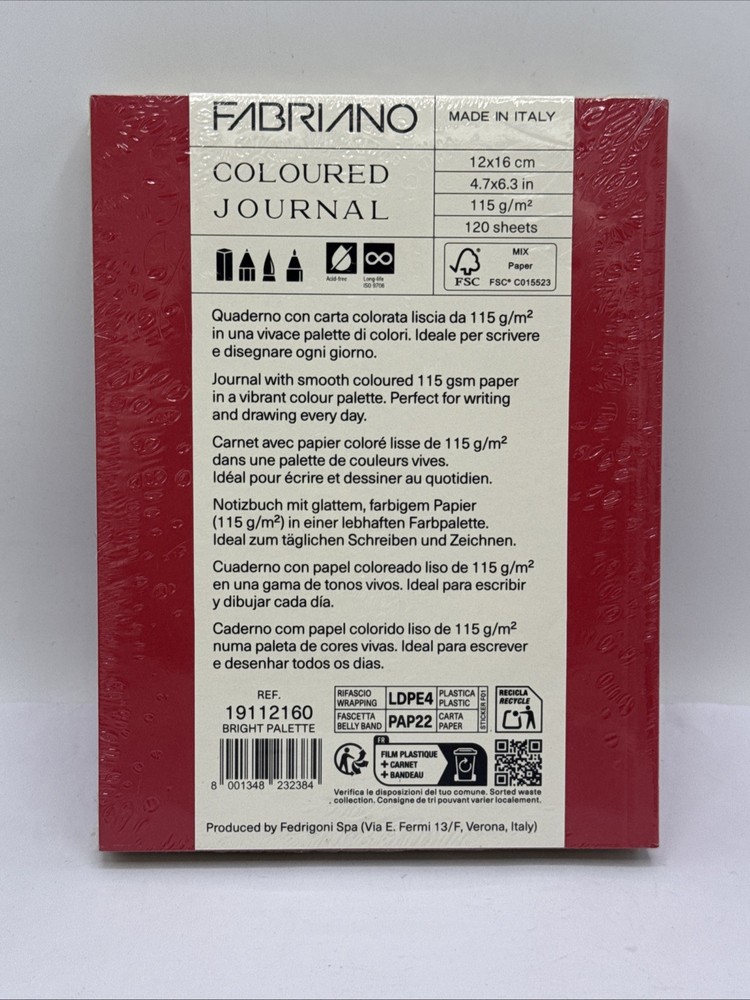 Fabriano Coloured Journal Red Bright Palette 120 Sheets