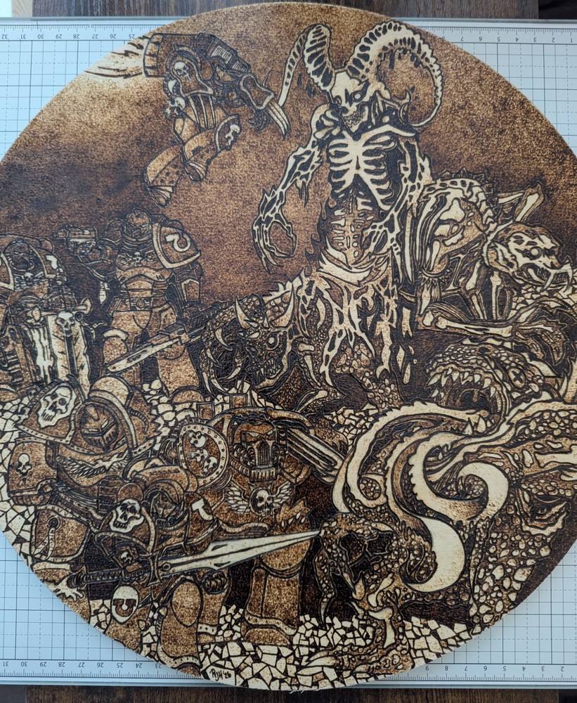 Warhammer Pyrography Artwork, All Done By Hand No Machine