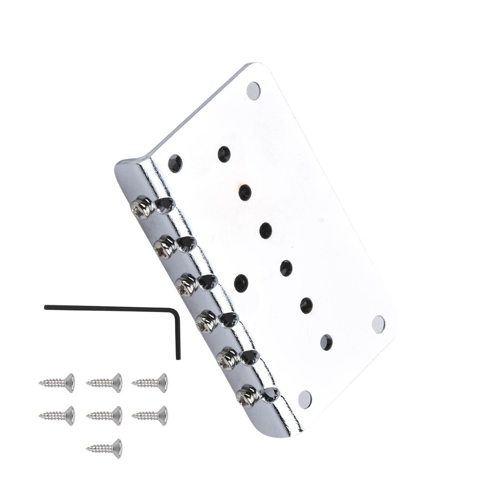 Metal Chrome Replacement Fixed Electric Guitar Bridge 6-String Hardtail Bridge