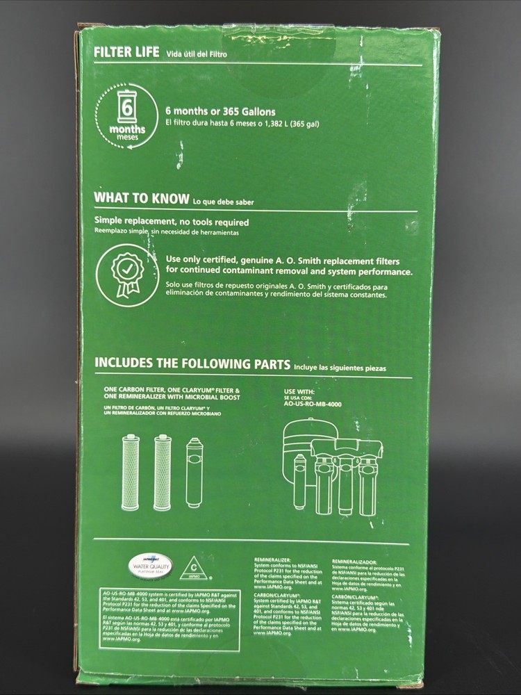 A.O. SMITH 960790 Reverse Osmosis System Replacement Filter Set-BRAND NEW
