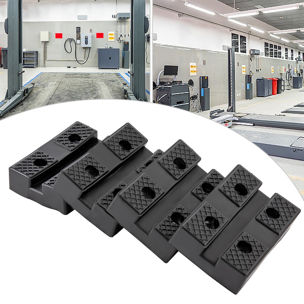 4Pcs 4-Hole Lift Pad Rubber Mat Rubber Rectangular Arm Lifter Rubber Pad Black
