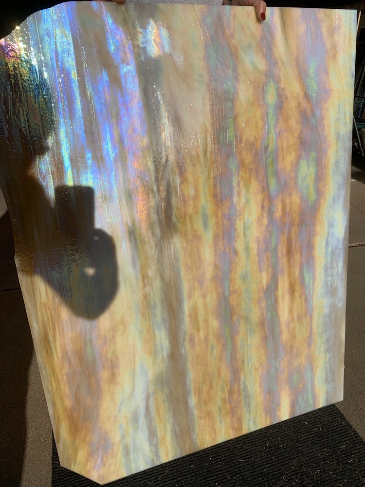 Stained Glass, Medium Amber Opal Iridized, Wissmach SHEET